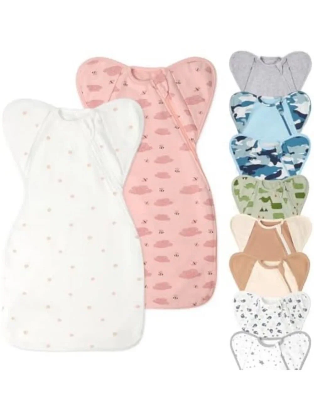 Organic Cotton Baby Sleep Sacks & Swaddles for Newborn Girls, 0-3 Months, 2 Pack